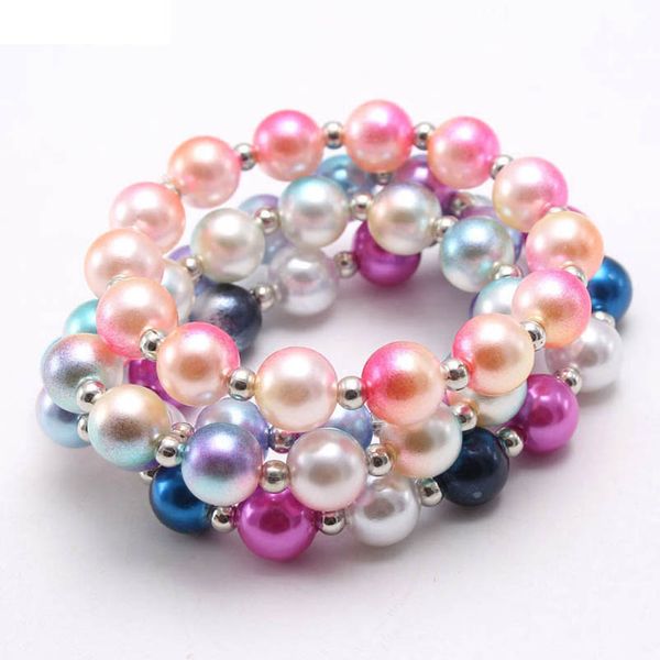

girls bracelet jewelry childrens accessories pearl children beaded abs b7936, Red;brown