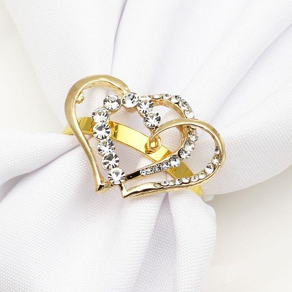

12pcs love valentine's day diamond napkin button ring metal cloth rings