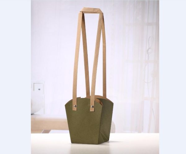 

business card files 10pcs 150g natural brown kraft paper waterproof bag 18.5*16.5*11.5cm for flower packaging carrier shopping gift