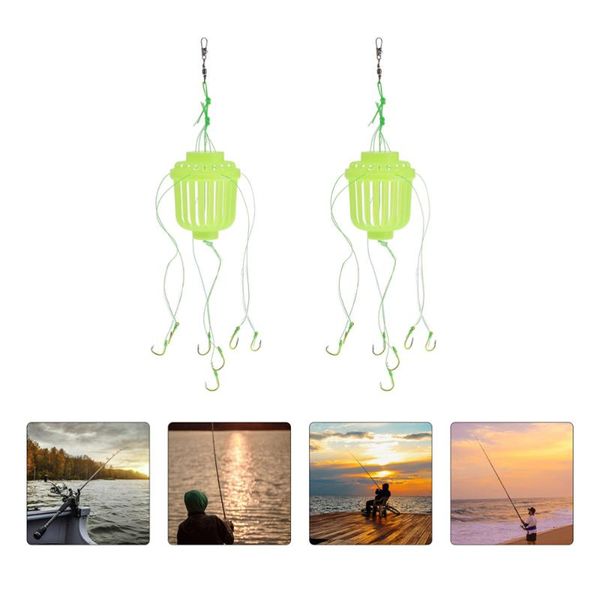 

fishing hooks 2pcs luminous bait outdoor lure trap cages useful basket
