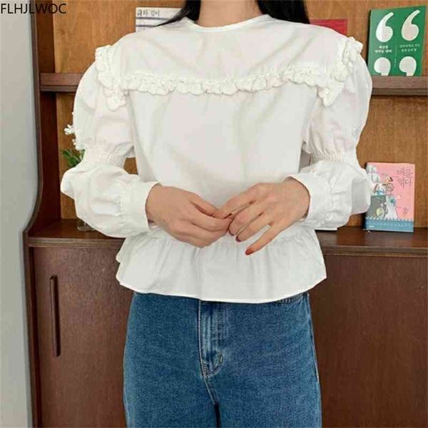 

women's knits & tees chic korea fashion women spring autumn basic wear preppy style casual loose and blouses solid white shir