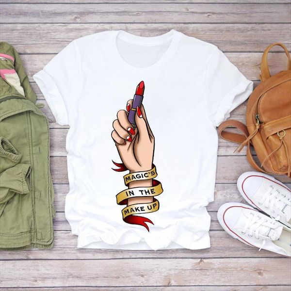 

summer fingernail fashion elegance womens t shirt cute graphic female tee, White