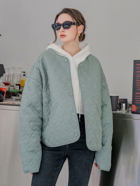 

coldbreak drop shoulder button front quilted coat m7u5#, Black