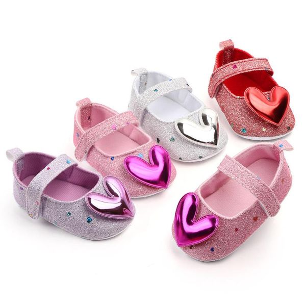 

first walkers born infant baby girls shoes pu leather buckle big bow soft-soled princess party heart-shaped girl