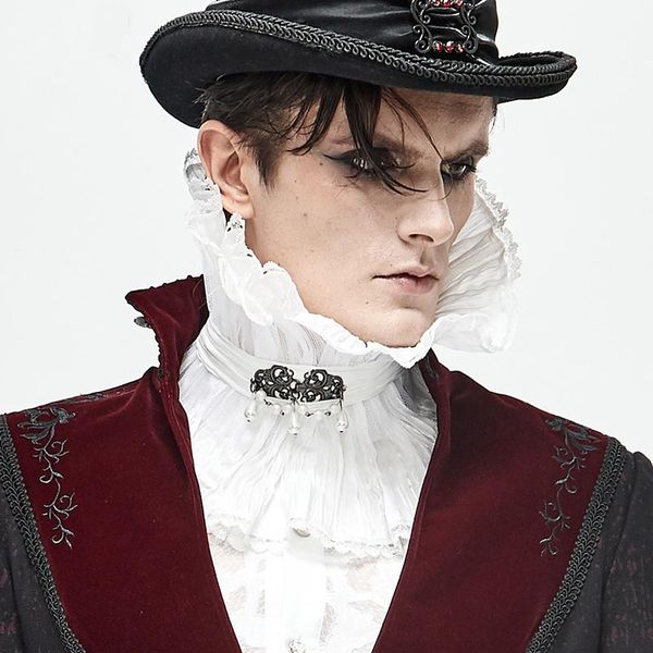 

bow ties retro ornate high collar decoration neck ornaments dark lace hollow stand gothic style accessories, Black;gray