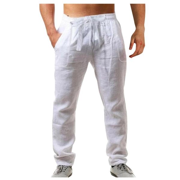 

men's pants linen trousers for men wide cargo summer oversize plus size 5xl linens streetwear spring harajuku clothing 2021, Black