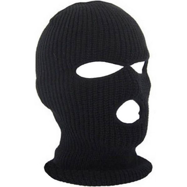 

full face cover mask three 3 hole balaclava knit hat winter stretch snow mask beanie hat cap new black warm face masks, Black;white
