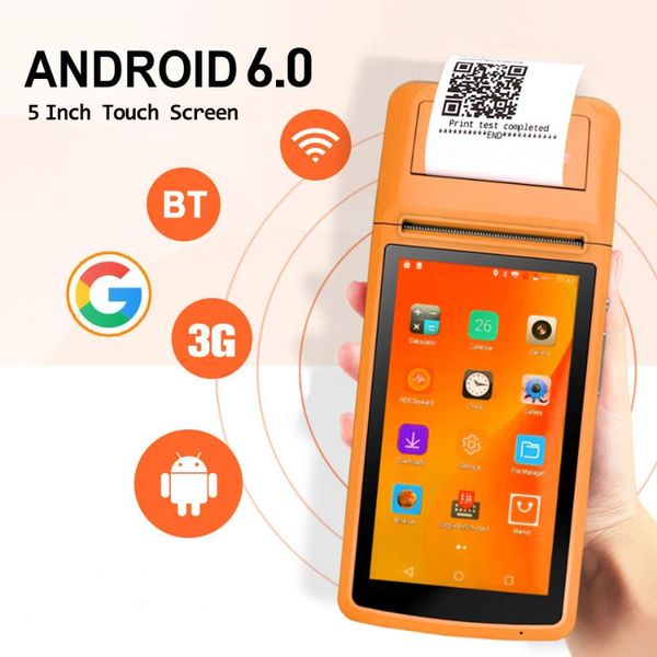 

printers thermal receipt printer with 5'' touch screen 5mp camera support 3g wifi bt 70mm/s 58mm 1gb ram +8gb rom android 6.0