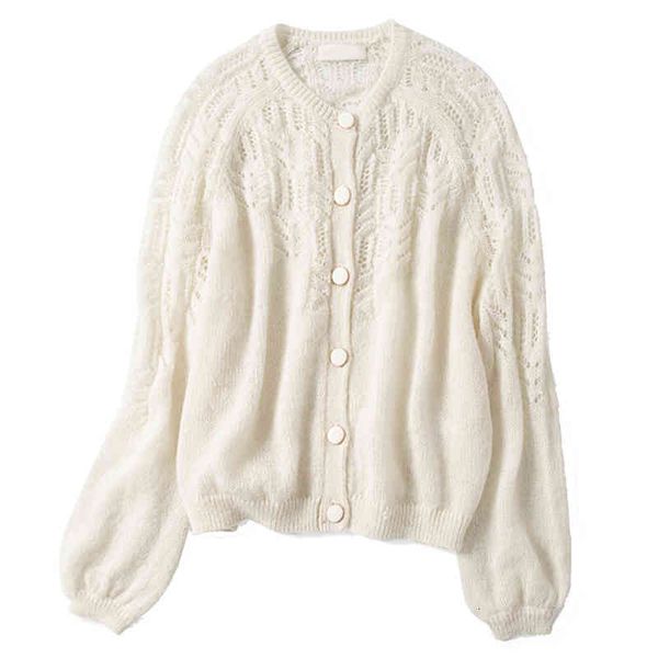 

sweater 2021 mohair knitted women's loose wool hollow cardigan 4qpg, White;black