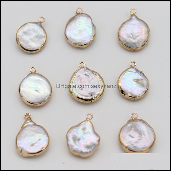 

findings & components charms 100% natural white oblate pearl pendant handmade crafts diy cute romantic necklace earrings jewelry aessories g, Bronze;silver