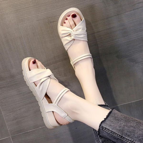 

sandals roman low-heeled shoes with strap 2021 women's all-match espadrilles platform suit female beige gladiator, Black
