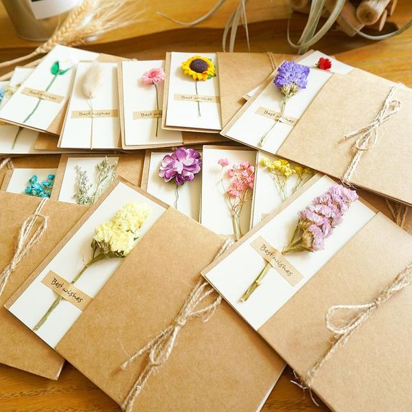 

card mother's day insert kraft paper dry flower goddess's valentine's gift wrap