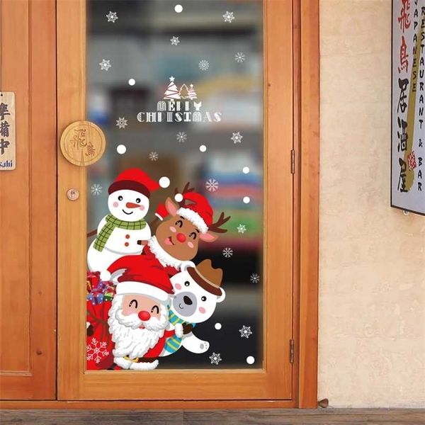 2022 Natale Wall Stcikers Anno Decorazione della finestra Babbo Natale Home Decor PVC Decalcomanie da muro in vinile Decorazione della casa di moda 211027