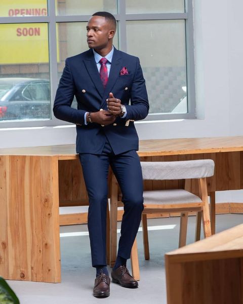 

men's suits & blazers 2021 tailor made luxury noble navy blue 2 pieces men for wedding man suit slim fit party blazer, White;black
