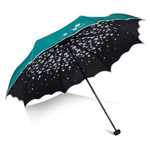 

umbrellas flower umbrella rain women fashion full blackout color flash arched princess female parasol creative gift wedding gree