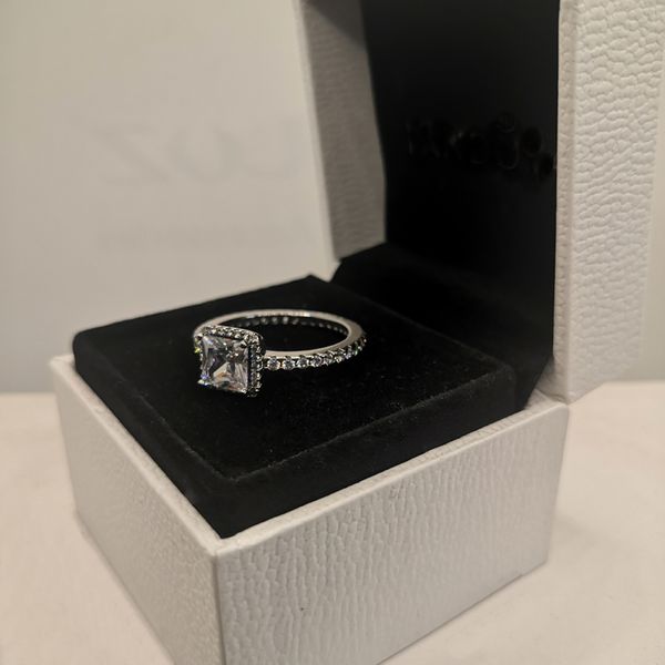 

authentic 925 sterling silver cz diamond ring for women fit pandora style anniversary birthday engagement wedding rings fine jewelry lady gi, Golden;silver