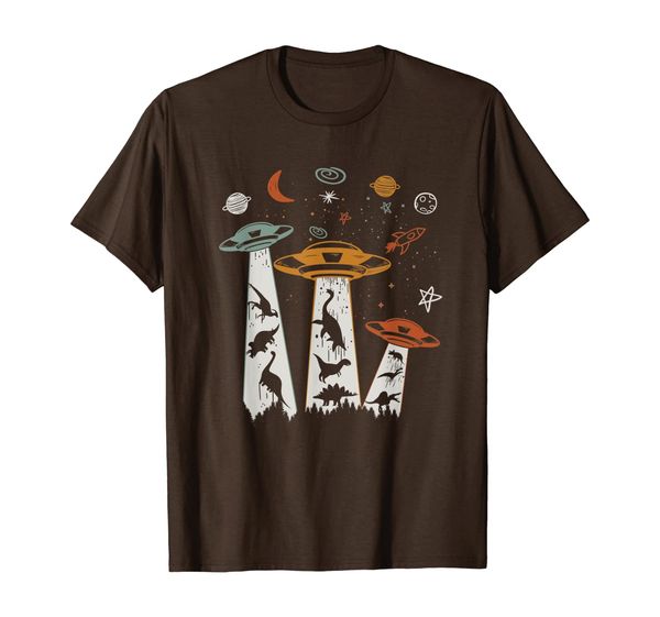

vintage dinosaur alien abduction t-shirt funny alien t-shirt, White;black