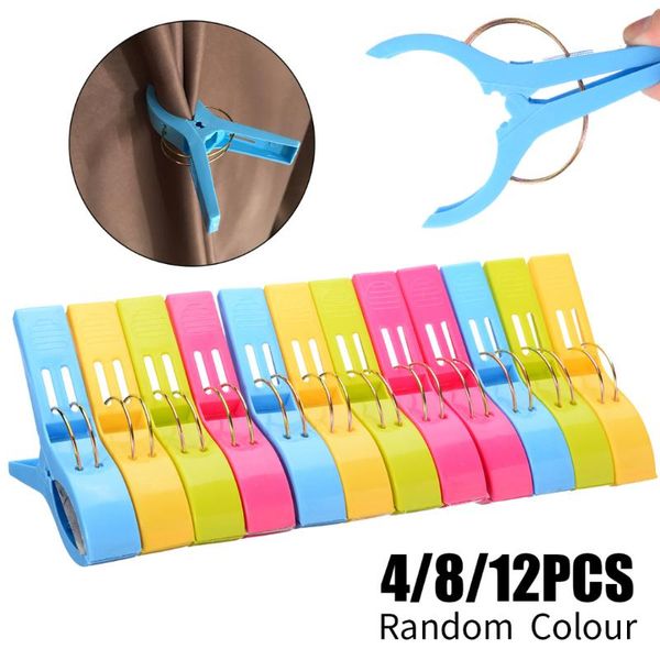 

clothing & wardrobe storage 4/8/12pcs plastic large clothes pegs beach towel clamp laundry pins drying racks retaining clip color random