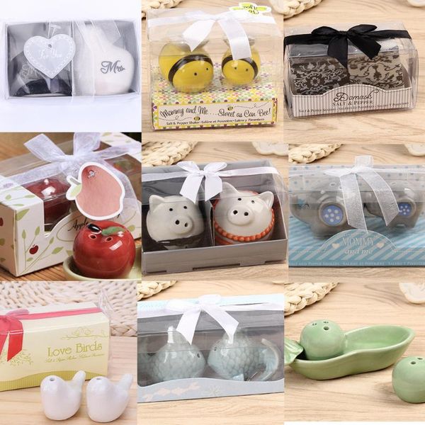 

party favor 2pcs/set love heart pepper salt shaker 1 white and black wedding decor gift seasoning container