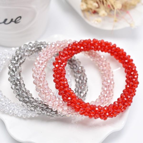 

tennis isinyee fashion glass crystal beads bracelet femme for women girls bohemian elastic wrap bangles bracelets rope braided jewelry, Golden;silver