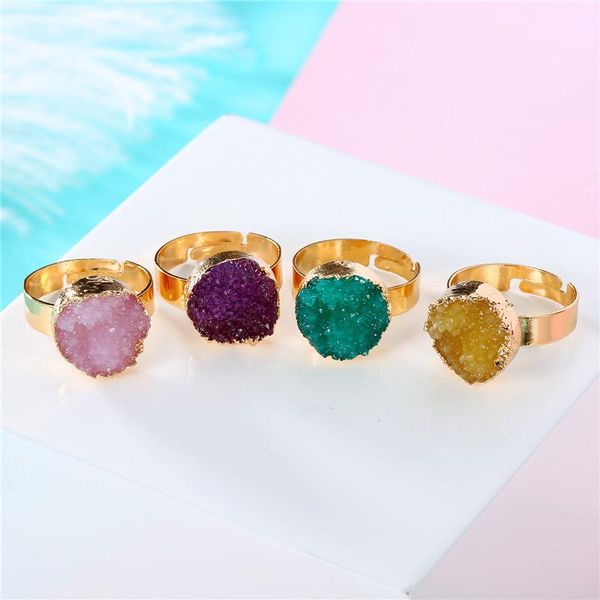 

wedding rings dayoff european colorful resin circle for women jewelry engagement ring round crystal lovers opening r230, Slivery;golden