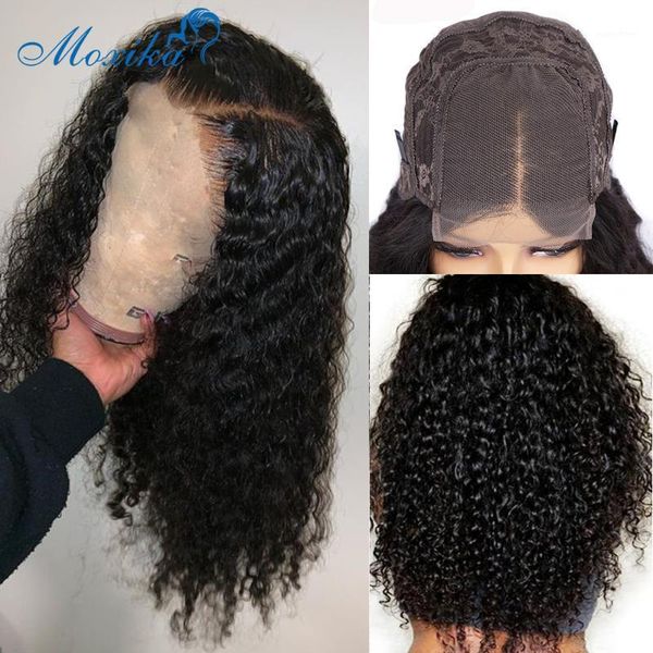 

lace closure wig 30 inch human hair wigs preplucked moxika 180 4x4 remy glueless peruvian curly1, Black;brown