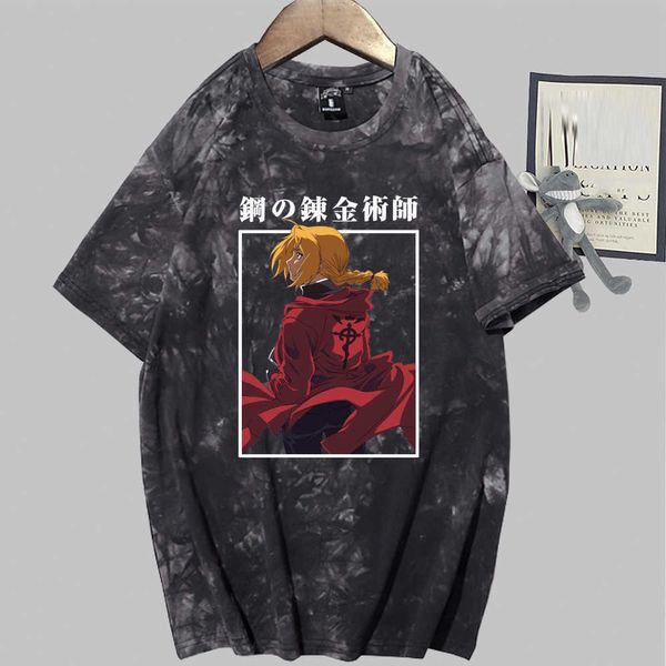 Fullmetal Alchemist Anime manica corta O-Collo Tie Dye T-shirt Uniex allentata casual Y0809