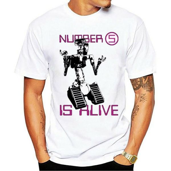 

men's t-shirts 100% cotton o-neck printed t-shirt short circuit t shirt number 5 is alive, White;black