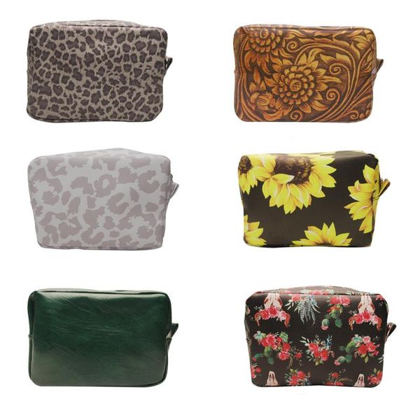

cosmetic bags & cases 2021 design cheetah bag sunflower leopard makeup case toiletry travel storage accessories organizers