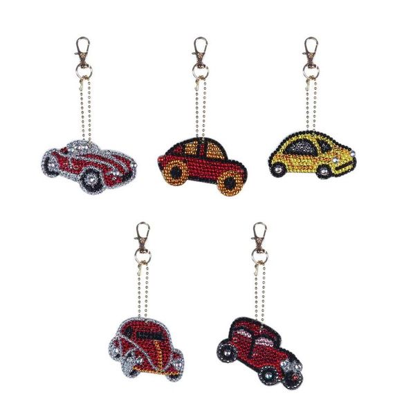 

decorative objects & figurines 5pcs/set christmas diamond painted keychain car shape key chain bag pendant gift accessories