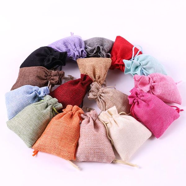 

gift wrap 1pcs vintage jewelry packaging bags natural burlap drawstring jute candy bag wedding party favor storage pouches