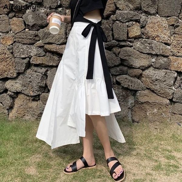 

skirts solid women irregular korean style chic trendy elegant temperament slim ulzzang college girl summer leisure retro, Black