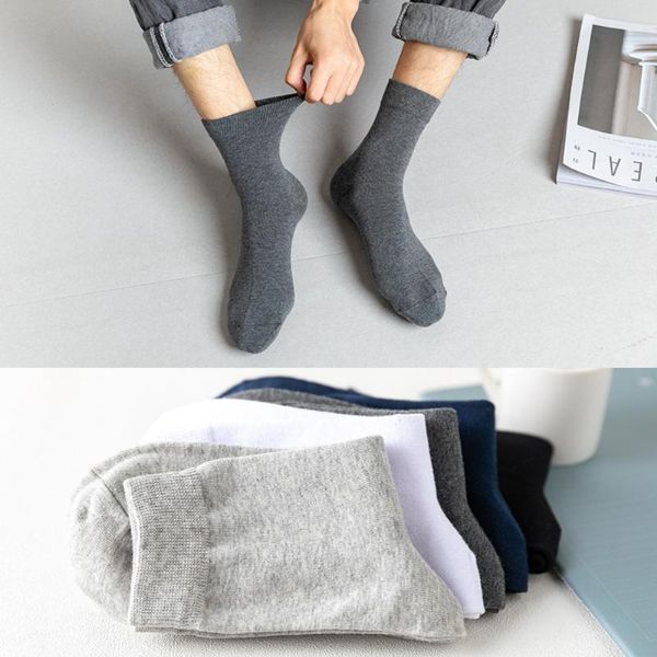

men's socks 5 pairs/men's all-match autumn winter male soft comfortable man cotton solid color black white business