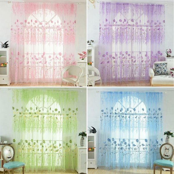 

floral curtains sheer tulle used in bedroom, living room balcony printing gesang flower pattern sunshade curtain & drapes