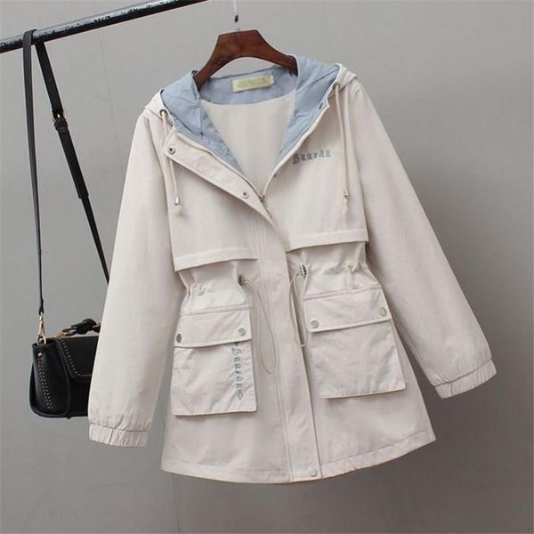 

women's jackets women trench spring autumn long sleeve casual hooded thin coat plus size female outwear, Black;brown
