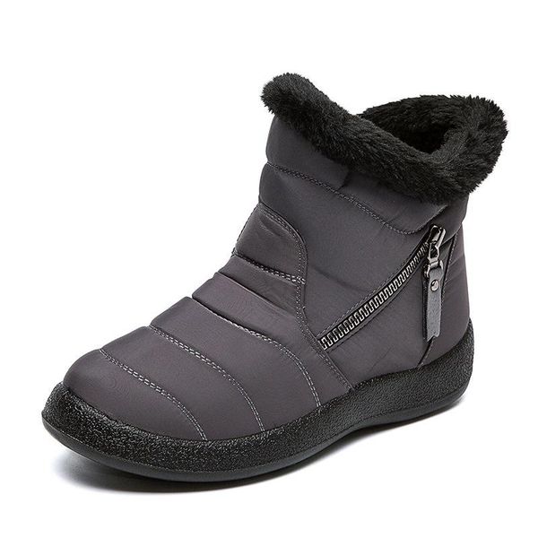 

boots snow for winter fashion warm woman keep slip on flat boot female short shoes casual plush footwear, Black