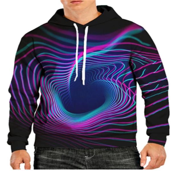 

men's hoodies & sweatshirts spring and autumn hoodie sweatshirt hooded 3d brand clothing printed line nebula jacket, Black