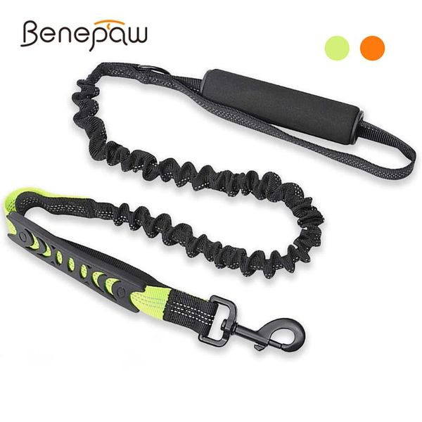 

benepaw bungee dog leash reflective two padded handle training pet for small medium dogs short distance control lead collars & leashes