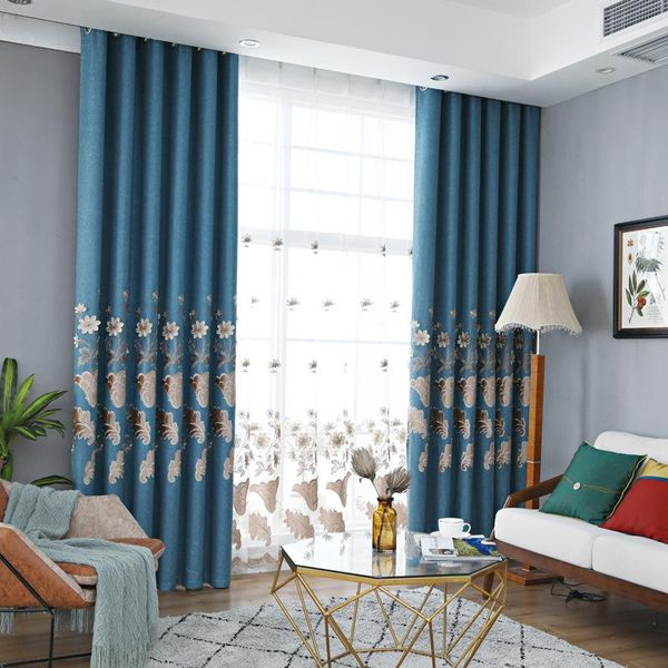 

curtain & drapes 2021 simple and modern custom jacquard bottom embroidered high shading american curtains for living room bedroom