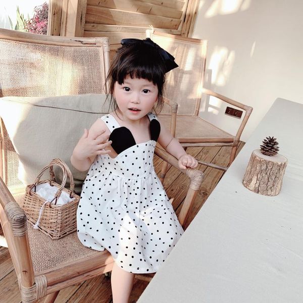 

girl's dresses baby girl one-year-old dress sleeveless cute polka dot out holiday vacation leisure, Red;yellow