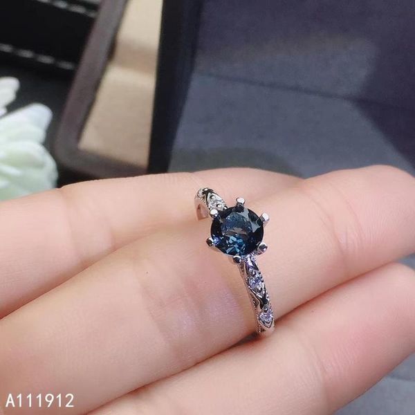 

cluster rings kjjeaxcmy fine jewelry natural blue z 925 sterling silver women gemstone ring support test classic, Golden;silver