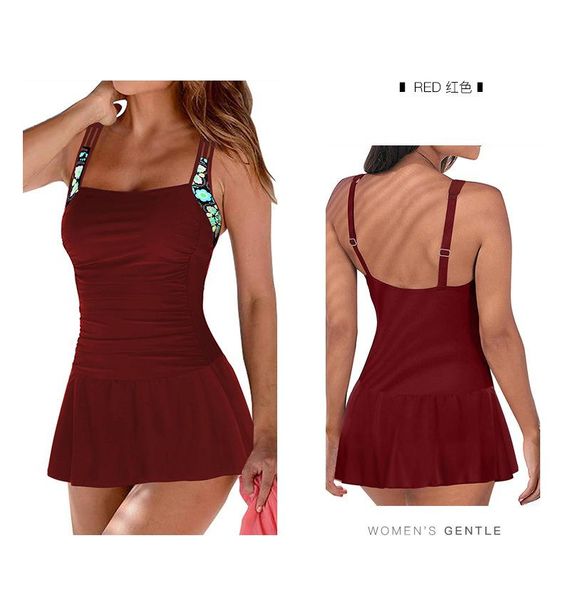 

one-piece suits women's swimsuit slim belly-covered conservative skirt-style spring bathing
