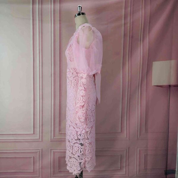 

dress dressed in women's lace, pink lace ladies with long sleeves bodycon lantern patchwork tulle for elegant dinner african dresses 2m, Black;gray