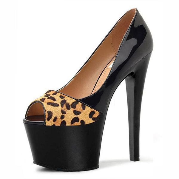 

high-heeled shoes and platform 17 cm strip crystal toe dress, Black