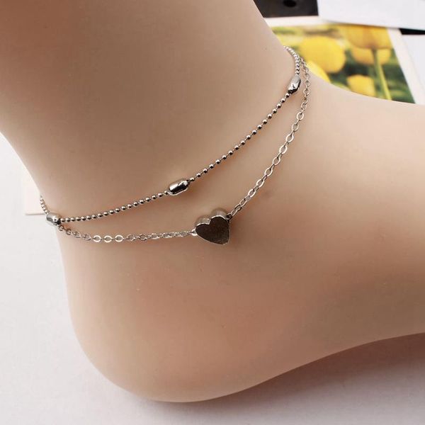 

anklets 2021 heart female barefoot crochet sandals foot jewelry leg on ankle bracelets for women chain, Red;blue