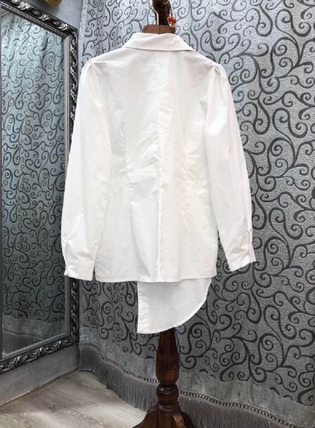 

capris 2021 autumn fashion style blouse shirt women ruffle floral patchwork long sleeve casual white blue black shirts, Black;gray