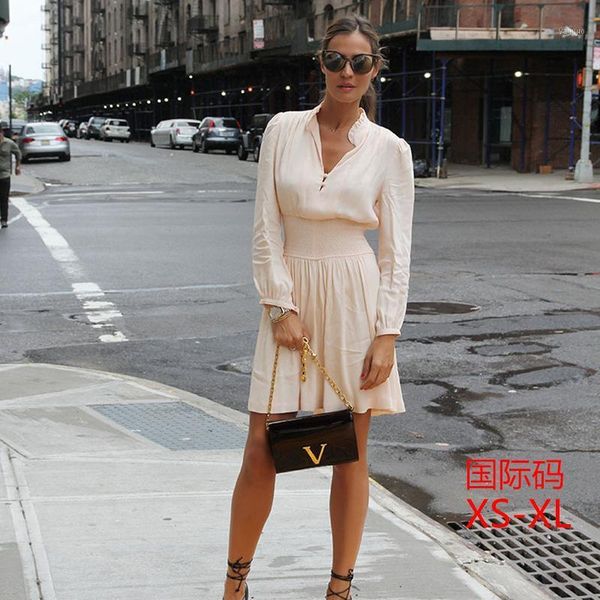 

summer long sleeve woman dress sweet pink v-neck vestido casual dresses, Black;gray