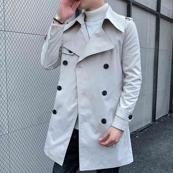 

women's jackets spring and autumn 2021 british long male fashion brand trench coat thin korean double-breasted wild, Black;brown