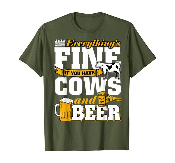 

everything's fine if you have cows and beer t shirt, White;black