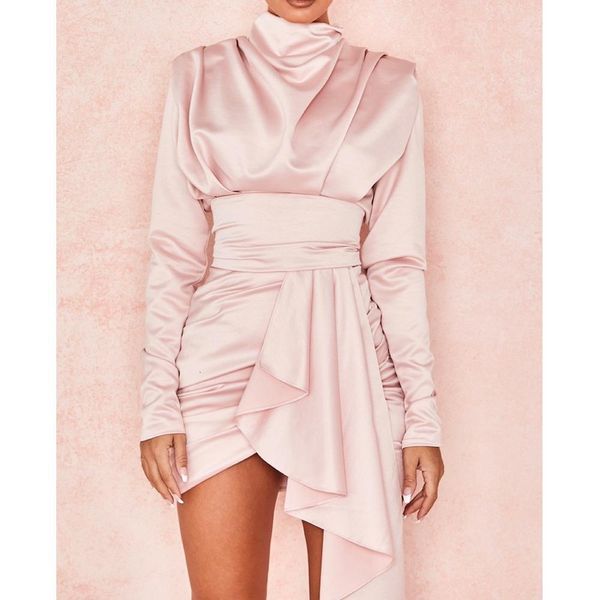 

casual dresses summer long sleeves ruched mini o neck celebrity bodycon elegant women night party hz7w, Black;gray